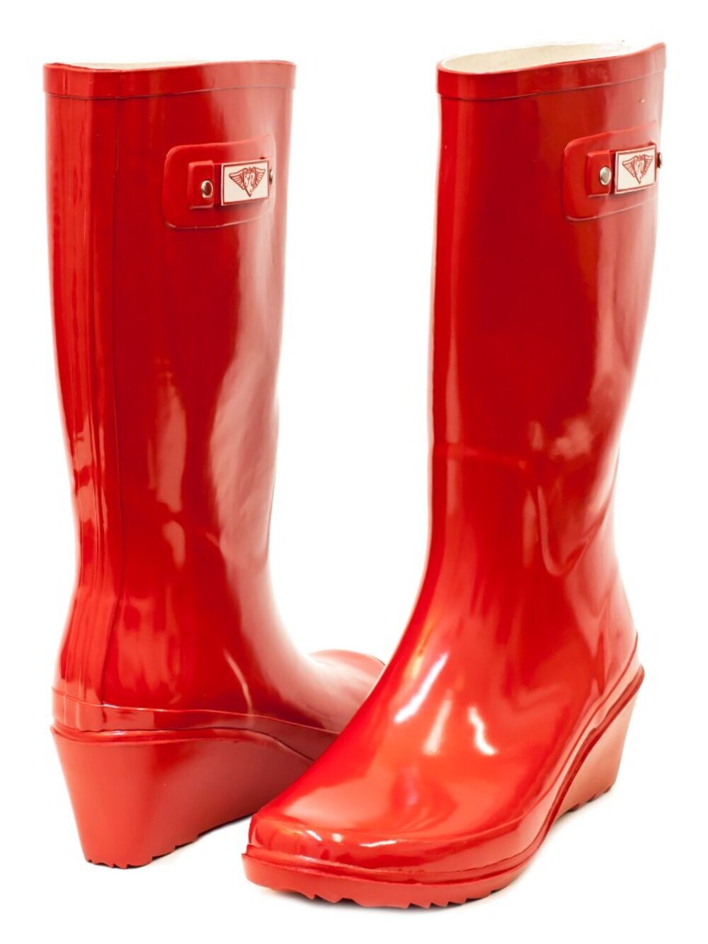 Women's Rainboots, Rubber Tall Wedge Rain Boots, RB-3100, Red